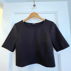 Express Black Sleeved Crop Top